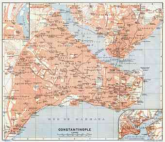 Constantionople (قسطنطينيه, İstanbul, Istanbul) city map, 1905