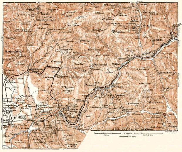 Sabine Hills Italy Map Old Map Of Sabine Hills With Tivoli In 1909. Buy Vintage Map Replica Poster  Print Or Download Picture