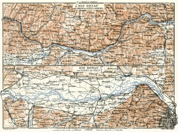Old map of Vienna (Wien) Center in 1913. Buy vintage map replica poster  print or download picture