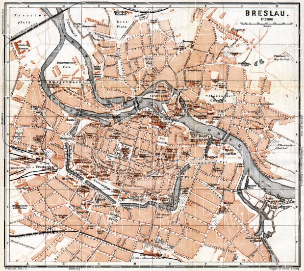 Old map of Breslau (Wrocław) in 1887. Buy vintage map replica poster