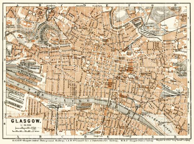 Old Glasgow Street Maps Old Map Of Glasgow In 1906. Buy Vintage Map Replica Poster Print Or  Download Picture