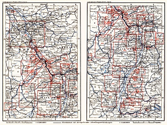 Table of maps of the Rhine River course in 1905