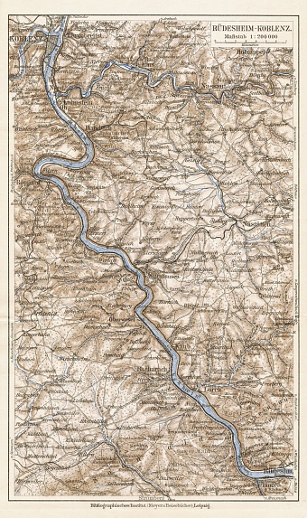 Map of the Course of the Rhine from Koblenz to Rüdesheim, 1927