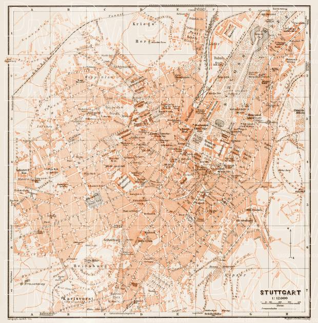 Old Map Of Stuttgart In 1909 Buy Vintage Map Replica Poster Print Or Download Picture