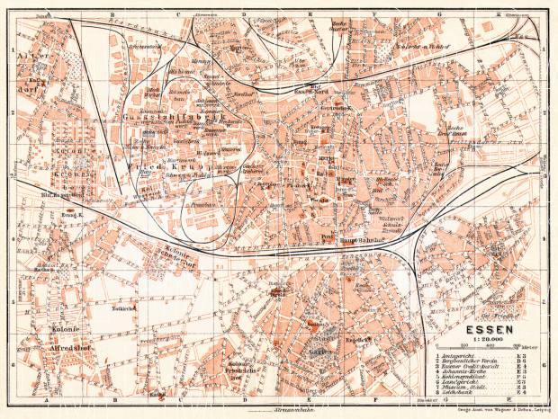 Old Map Of Essen In 1906. Buy Vintage Map Replica Poster Print Or ...