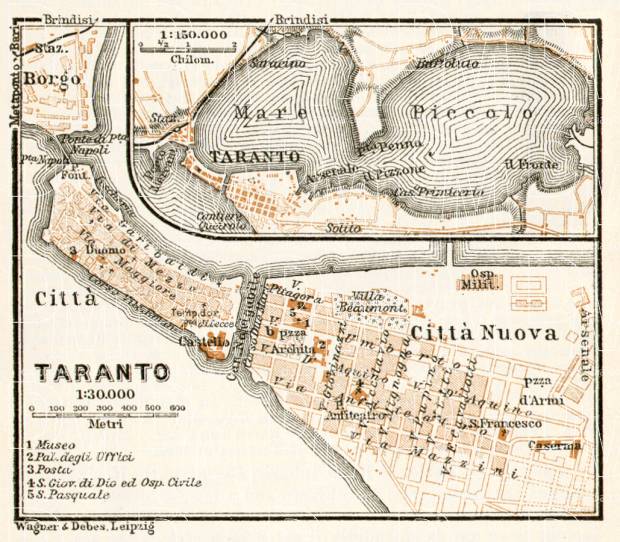 Old Map Of Taranto And Vicinity In 1912 Buy Vintage Map Replica Poster