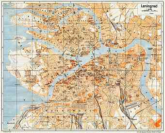 Leningrad (Ленинград, Saint Petersburg) city map, 1928