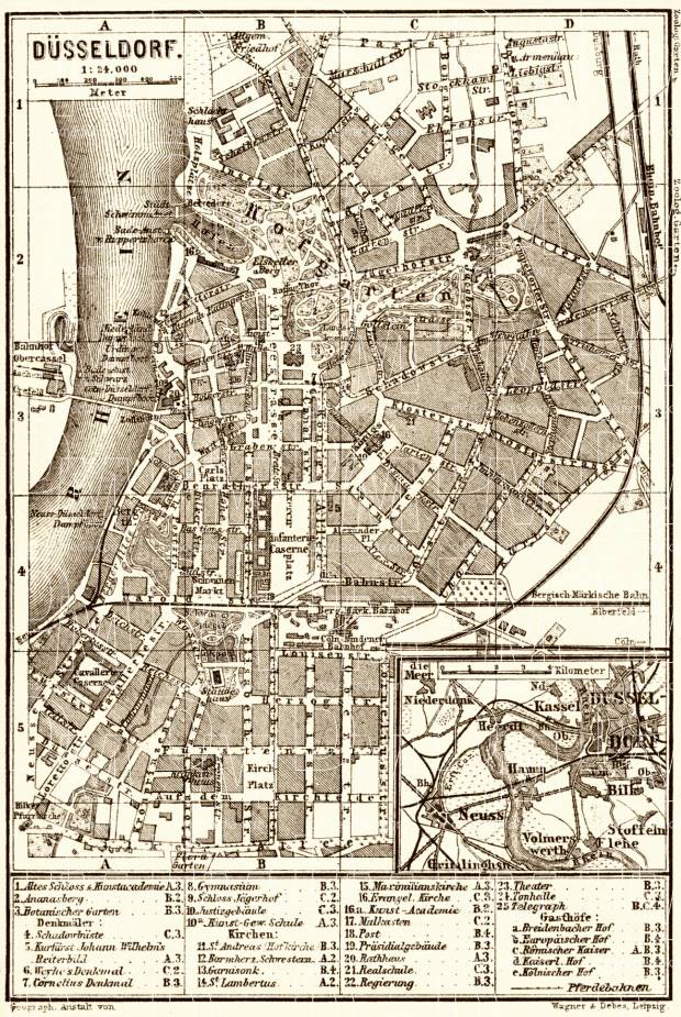 Old Map Of Dusseldorf In 1887 Buy Vintage Map Replica Poster Print Or Download Picture