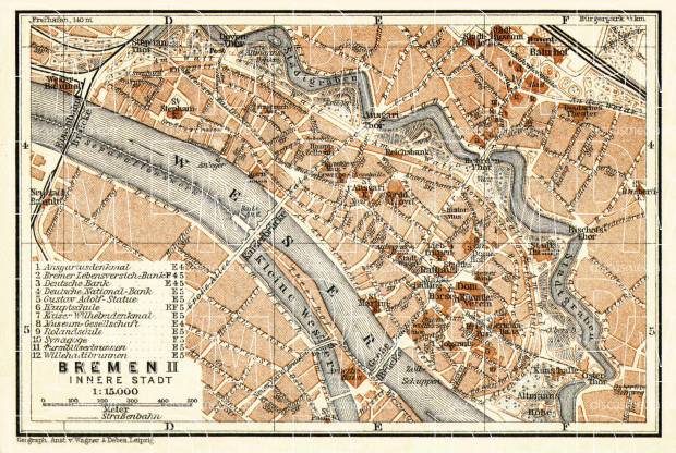 Old Map Of Bremen Center In 1906. Buy Vintage Map Replica Poster Print ...