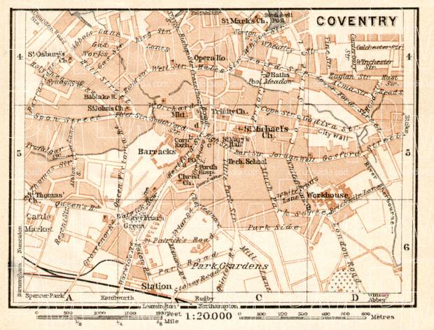 Old Maps Of Coventry Old Map Of Coventry In 1906. Buy Vintage Map Replica Poster Print Or  Download Picture