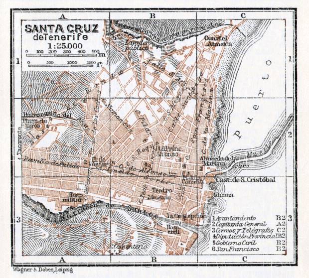 Map Of Santa Cruz Old Map Of Santa Cruz De Tenerife In 1911. Buy Vintage Map Replica Poster  Print Or Download Picture