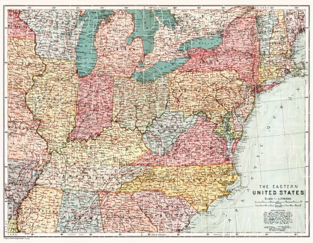 Map Of The Eastern United States Old Map Of The Eastern United States In 1909. Buy Vintage Map Replica  Poster Print Or Download Picture