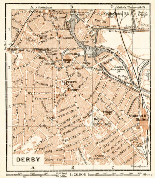 Old Maps Of Derby Old Map Of Derby In 1906. Buy Vintage Map Replica Poster Print Or Download  Picture