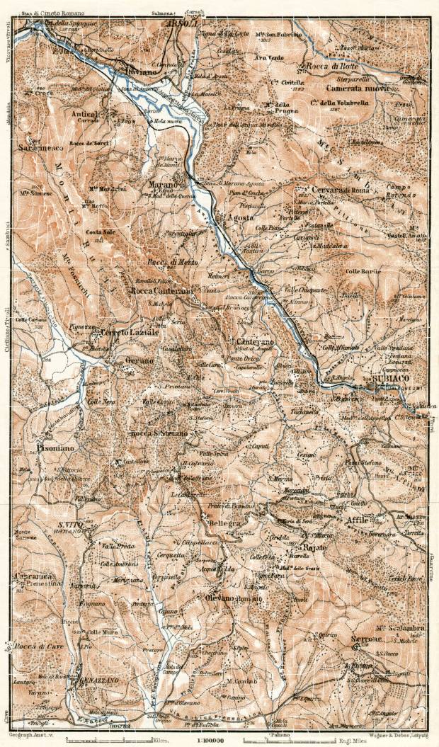 Sabine Hills Italy Map Old Map Of Sabine Hills With Roviano In 1909. Buy Vintage Map Replica  Poster Print Or Download Picture