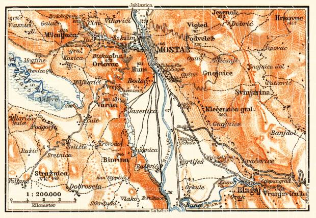 old-map-of-mostar-in-1911-buy-vintage-map-replica-poster-print-or