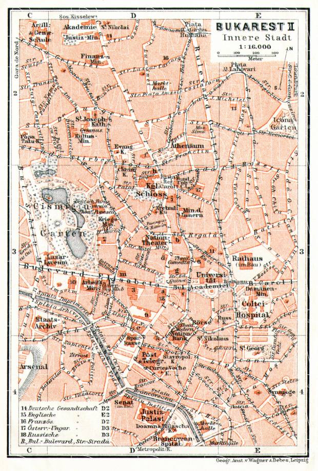 Old Map Of Bucharest Bucureşti Center In 1913 Buy Vintage Map Replica Poster Print Or 5847