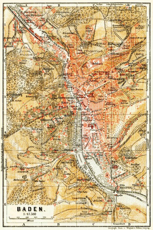 Old map of Baden in 1906. Buy vintage map replica poster print or