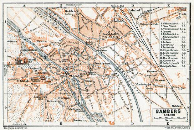 Old Map Of Bamberg In 1906. Buy Vintage Map Replica Poster Print Or ...