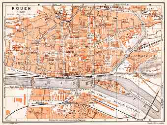Rouen city map, 1910