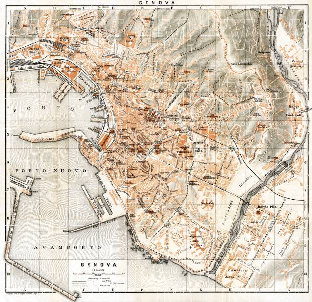 Old Map Of Genoa Genova In 1898 Buy Vintage Map Replica Poster Print