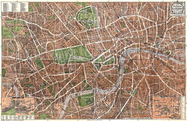 Old map of London in 1910. Buy vintage map replica poster print or