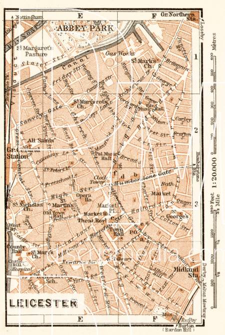 Old Map Of Leicester In 1906 Buy Vintage Map Replica Poster Print Or