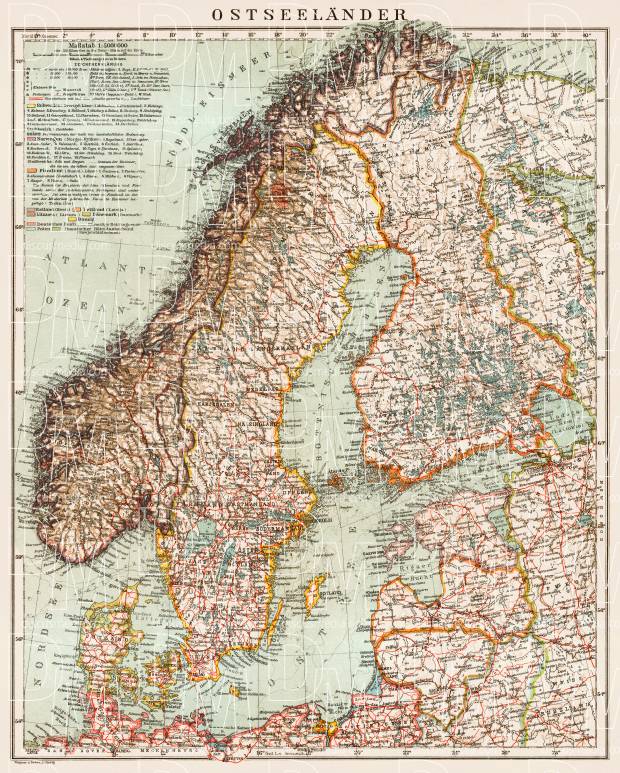 Estonia on the general map of the Baltic Lands (Ostseeländer), 1931. Use the zooming tool to explore in higher level of detail. Obtain as a quality print or high resolution image