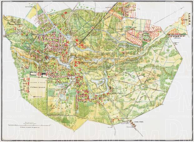 Петербург павловск карта. План города Павловска 1866 года. Город Павловск Ленинградской области план города. Карта г Павловска СПБ. Старые карты Павловска СПБ.