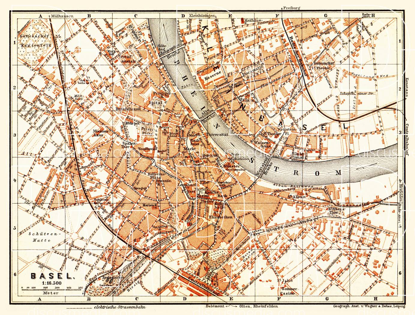 Old map of Basel (Bâle, Basle) in 1897. Buy vintage map replica poster ...