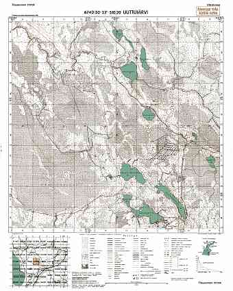 Uuttujärvi (Inema. Uuttujärvi. Topografikartta 513104. Topographic map from 1942