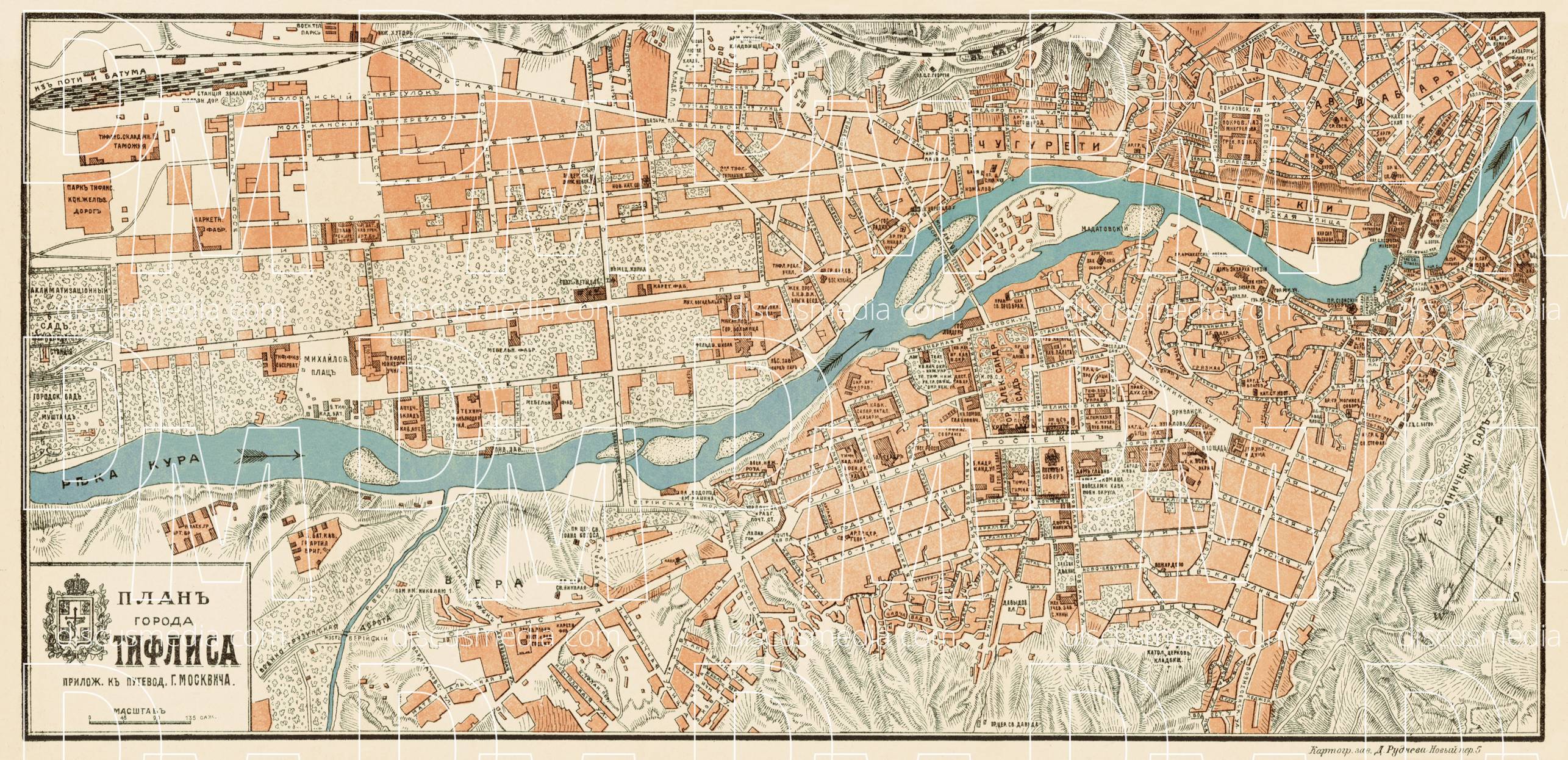 Old map of Tiflis (Tbilisi) in 1912. Buy vintage map replica poster ...