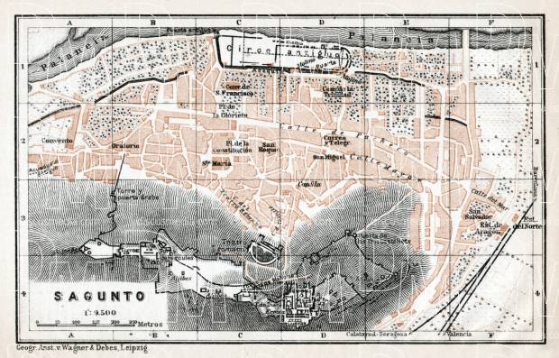 Old map of Sagunto in 1913. Buy vintage map replica poster print or ...