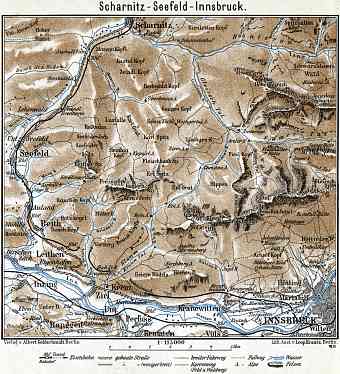 Scharnitz-Seefeld-Innsbruck district map, 1911