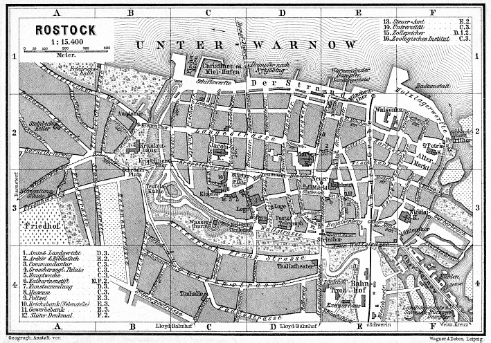 Rostock city map, 1887