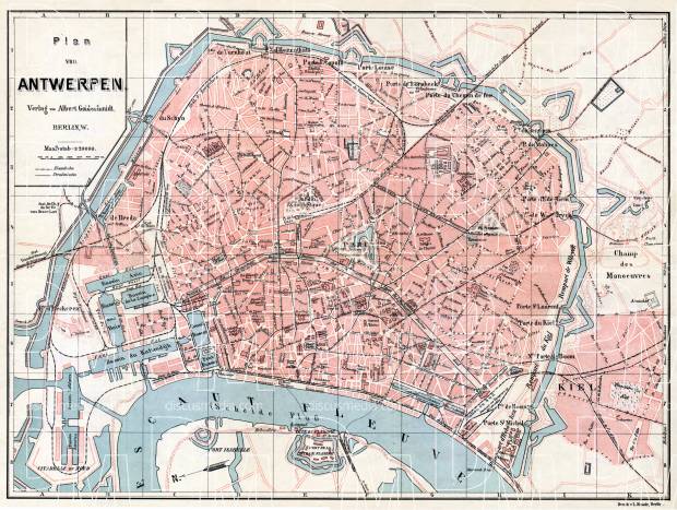 Old map of Antwerp (Antwerpen, Anvers) in 1908. Buy ...