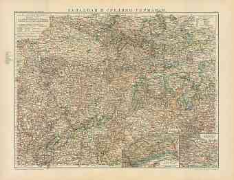 Western and Central Germany Map (in Russian), 1910