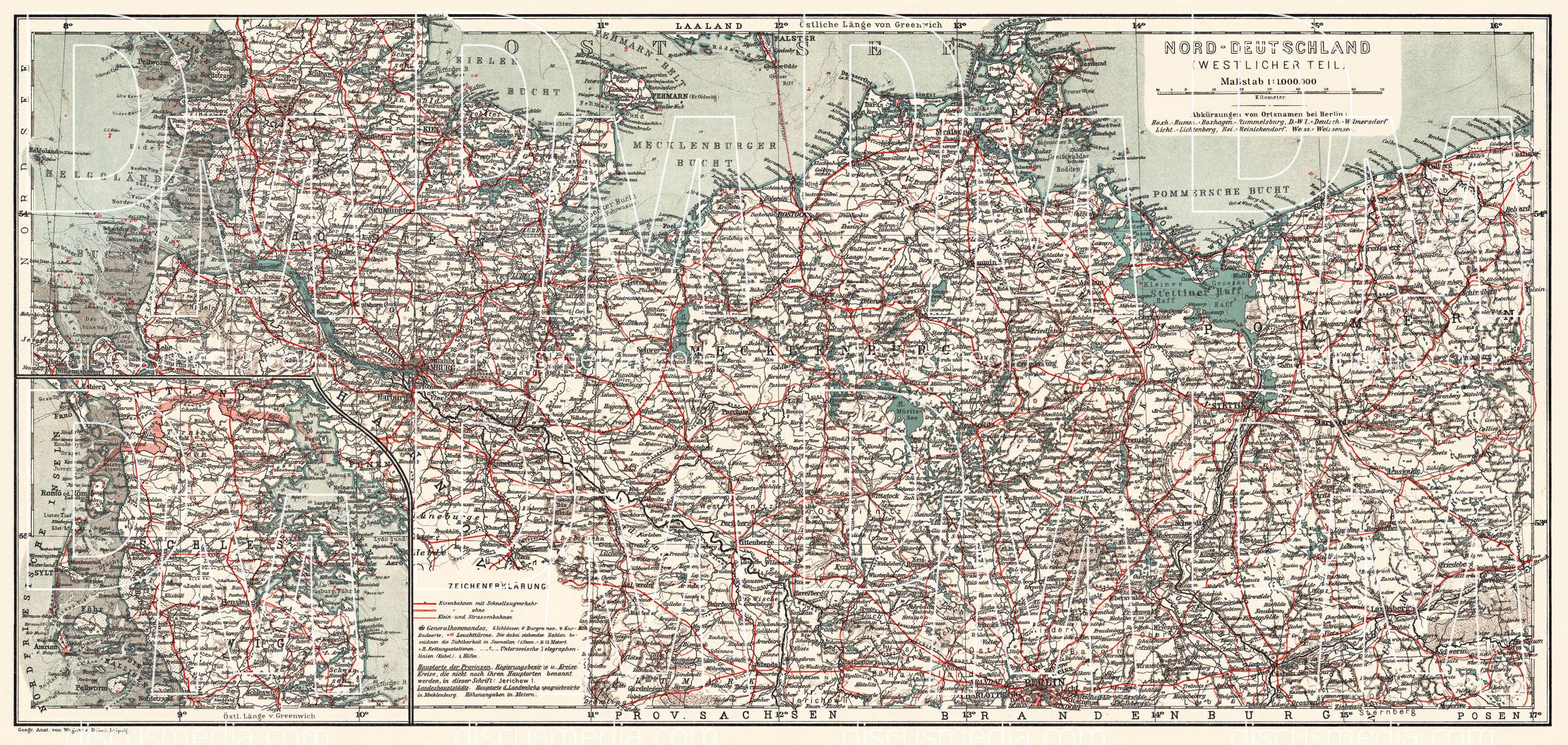 Old Map Of Northwest Germany In 1913 Buy Vintage Map Replica Poster   091277fec25e82148134572133f30ec6 