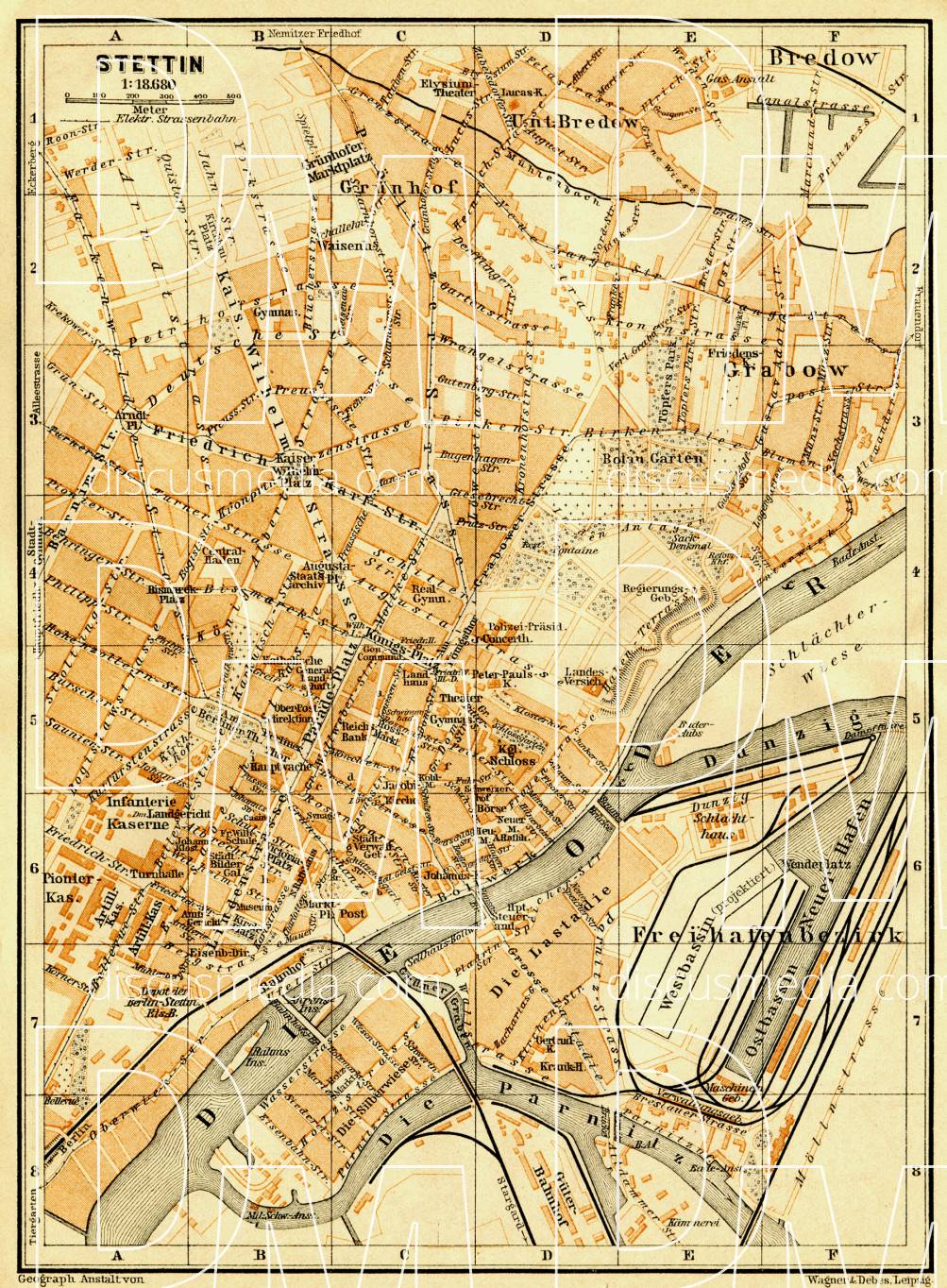 Old map of Stettin (Szczecin) in 1906. Buy vintage map replica poster ...