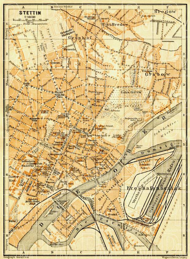 Old map of Stettin (Szczecin) in 1906. Buy vintage map replica poster ...