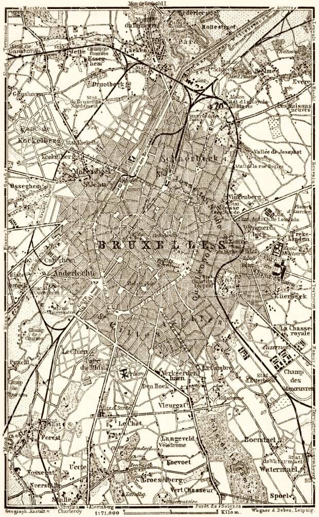 Old map of the vicinity of Brussels in 1903. Buy vintage map replica ...