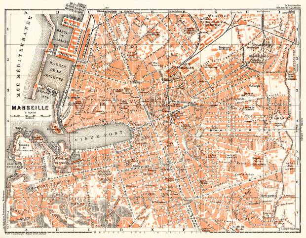 Old Map Of Marseille In 1913 Buy Vintage Map Replica Poster Print Or