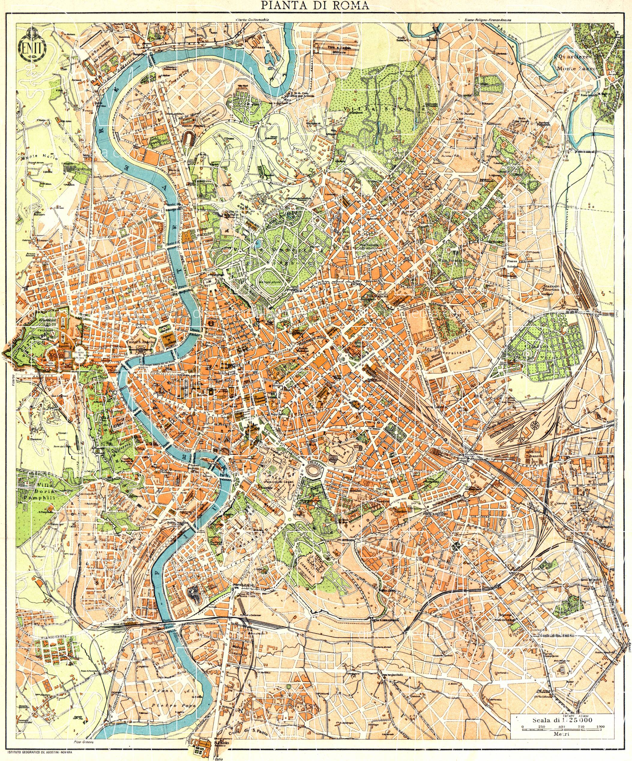 Old map of Rome (Roma) in 1933. Buy vintage map replica poster print or ...