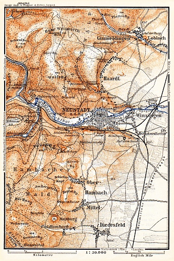 Neustadt am Hardt and environs map, 1905