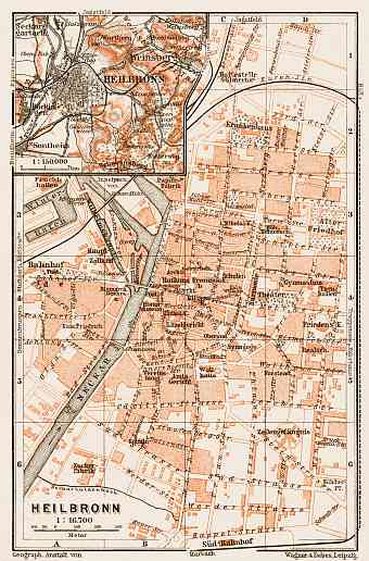 Heilbronn city map, 1909