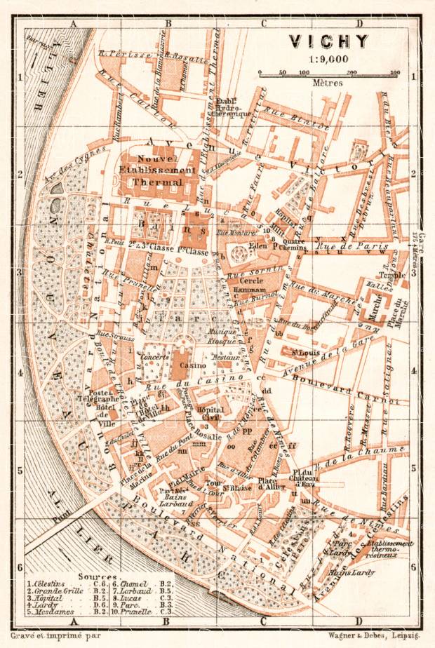 Old map of Vichy in 1902. Buy vintage map replica poster print or ...