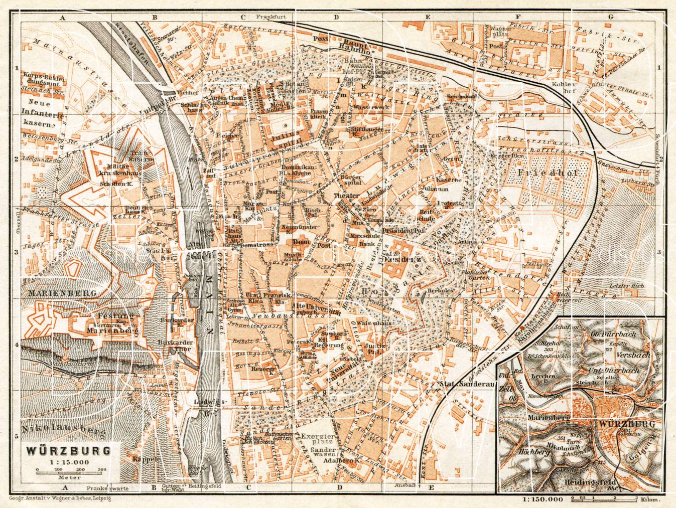 Old map of Würzburg and vicinity in 1906. Buy vintage map replica ...