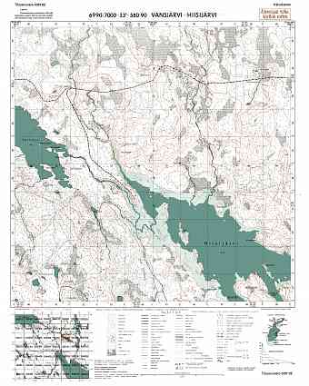 Vanžozero - Hižozero Lakes. Vansjärvi. Topografikartta 535102. Topographic map from 1943