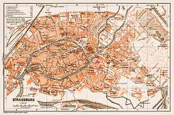 Strassburg (Strasbourg) city map, 1909