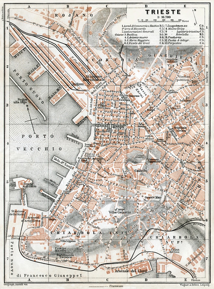 Triest (Trieste) city map, 1910