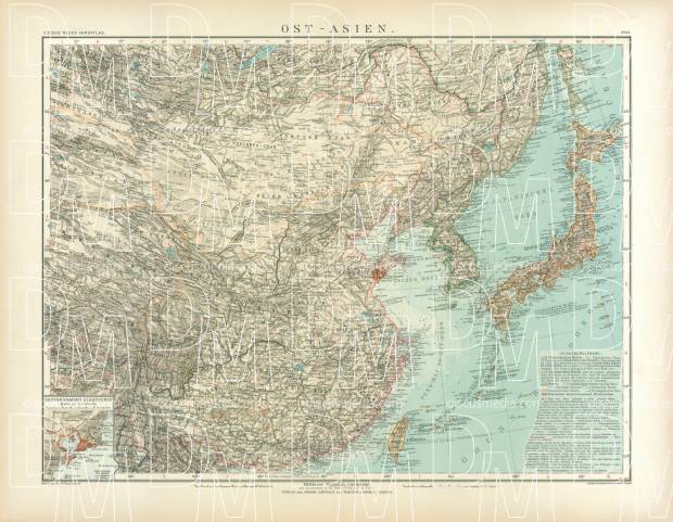 Old map of the Eastern Asia in 1905. Buy vintage map replica poster ...